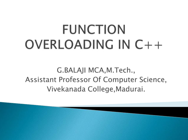 Function overloading in c++ | PPT | Programming Languages | Computing image.