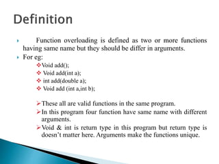 Function overloading in c++ | PPT