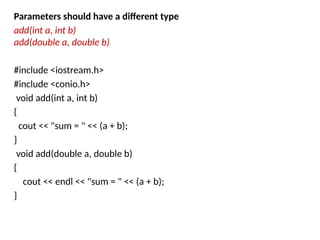 Comprehensive Guide to Function Overloading in C++ Programming | PPTX