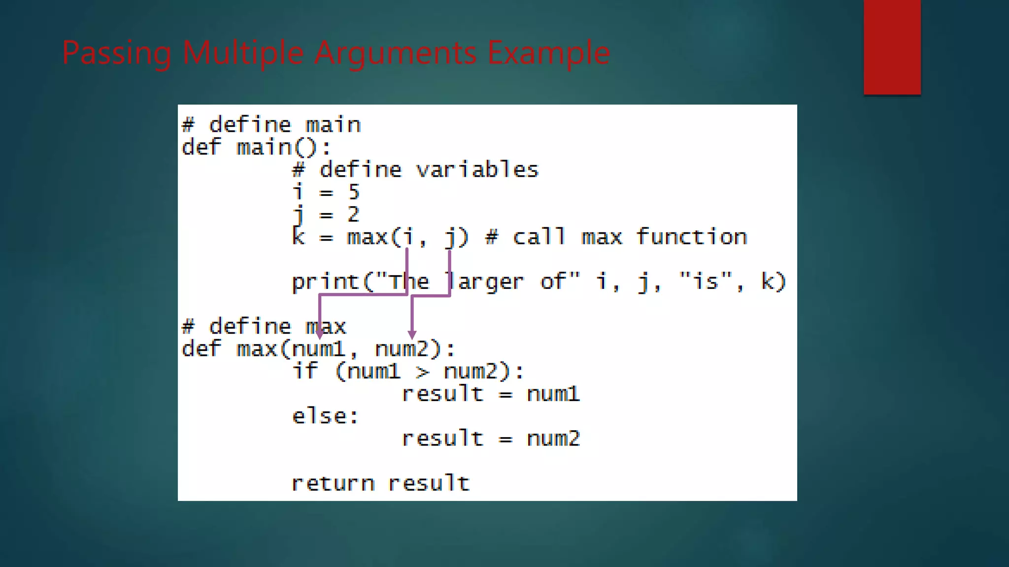 Passing Multiple Arguments Example