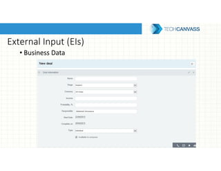 External Input (EIs)
• Business Data
 
