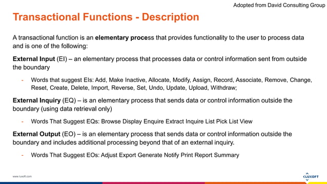 Overview of Function Points Analysis | PPT