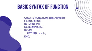 function & procedure presentation in relation database | PDF
