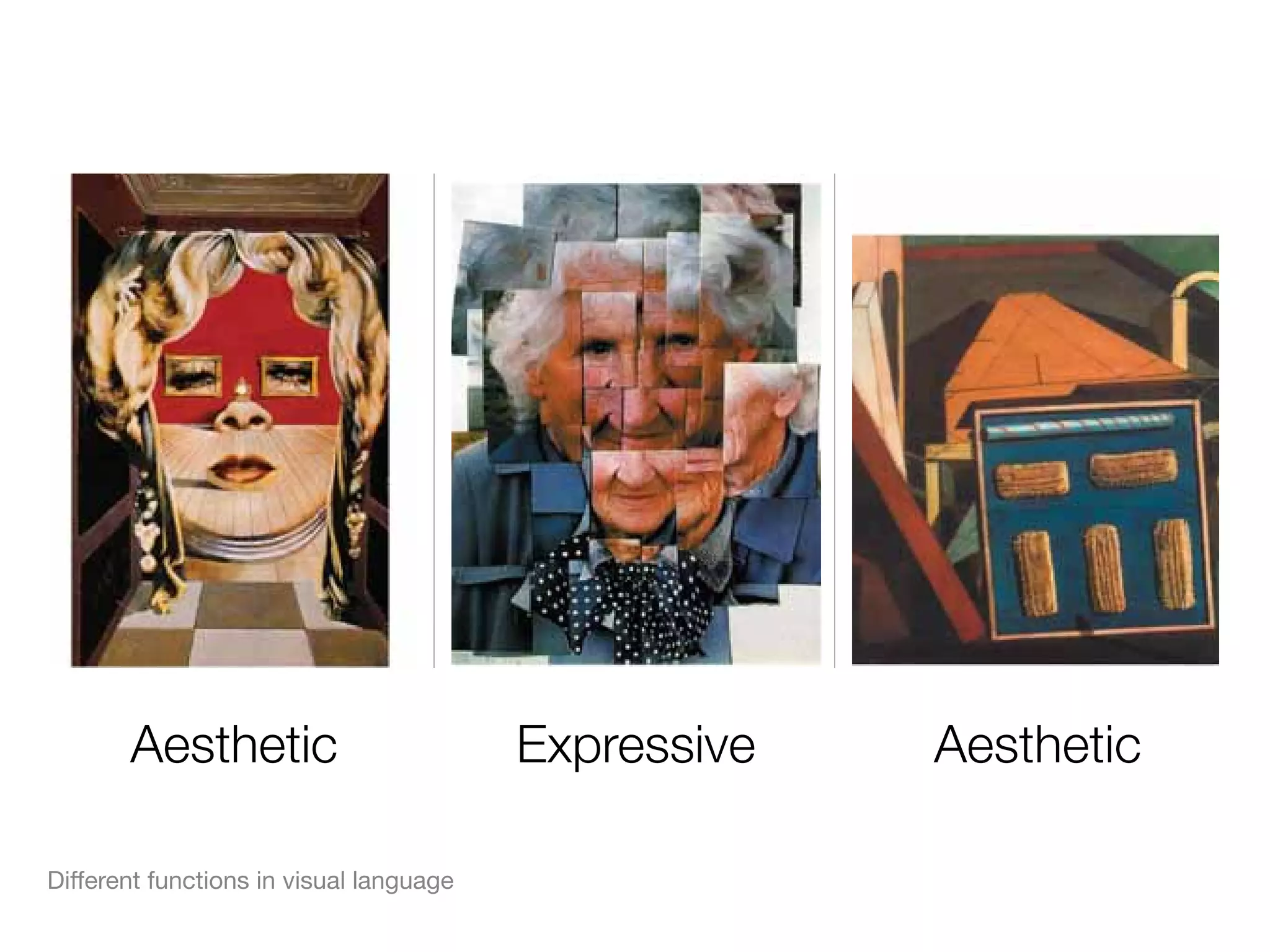 Aesthetic
Diﬀerent functions in visual language

Expressive

Aesthetic

 