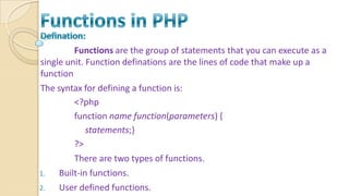PHP FUNCTIONS | PPTX