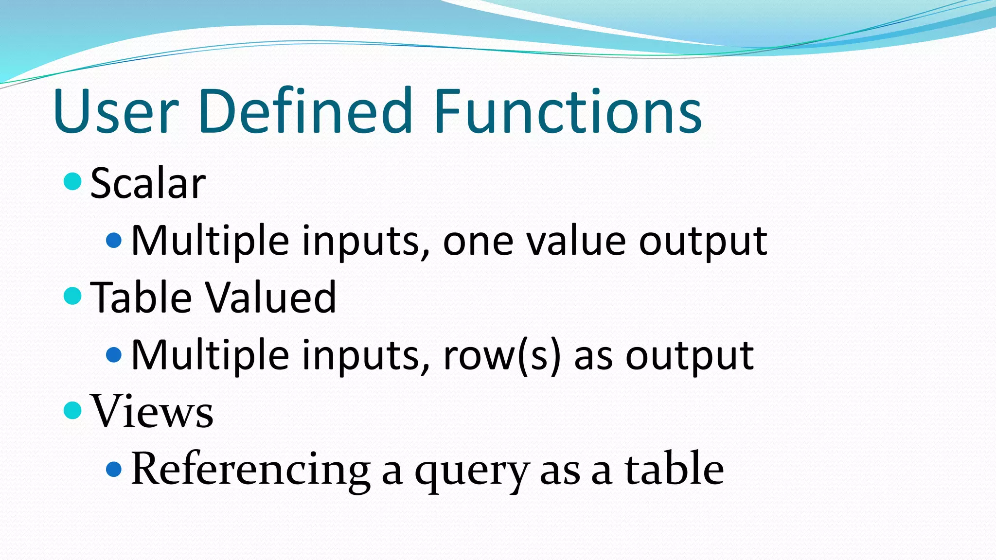 TSQL Functions (SQL Server) | PPTX