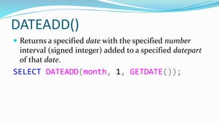 TSQL Functions (SQL Server) | PPTX