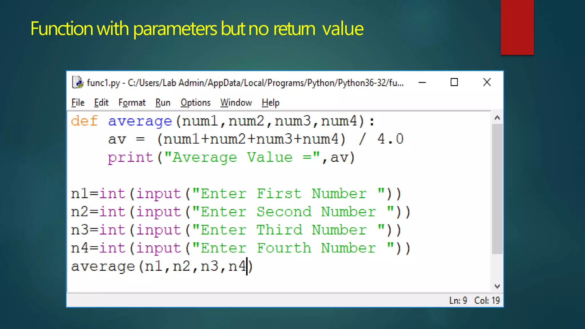 Functionwithparametersbutno return value
 