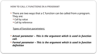 Detailed concept of function in c programming | PPTX