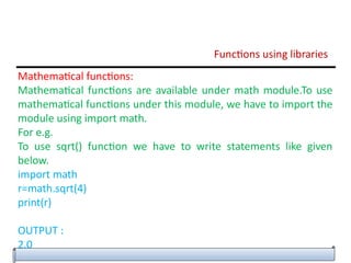 Using Functions in PYTHON Computer Science CLASS 12 CBSE | PPTX