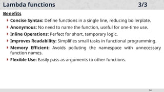 Functions in Python Progarmming with example programs | PPTX