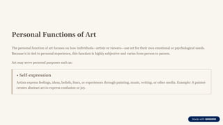 FUNCTIONS-OF-ART in the Art Appreciation | PDF