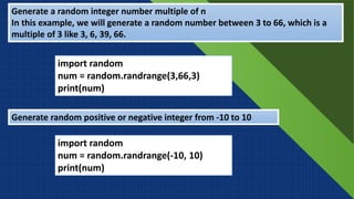 FUNCTIONS IN PYTHON[RANDOM FUNCTION] | PPTX