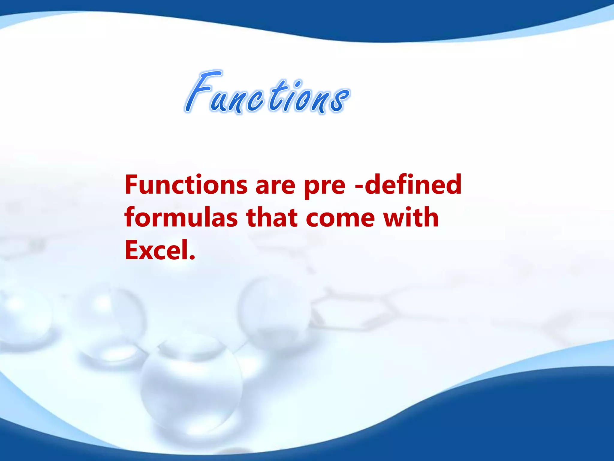 Functions and formulas of ms excel