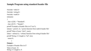 Functions and Header files ver very useful | PPTX