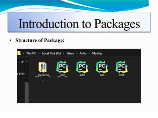 Introduction to Packages
• Structure of Package:
 