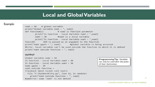 10
Local and GlobalVariables
© OXFORD UNIVERSITY PRESS 2017.ALL RIGHTS RESERVED.
Example:
 