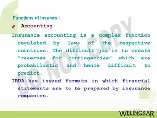 Key Functions Insurance Functions and Organisations of Insurance | PDF
