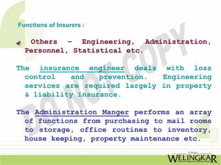 Key Functions Insurance Functions and Organisations of Insurance | PDF