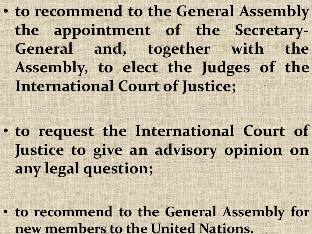 Functions and powers of the security council