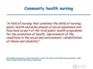 Roles and responsibilities of community health nurse slideshare