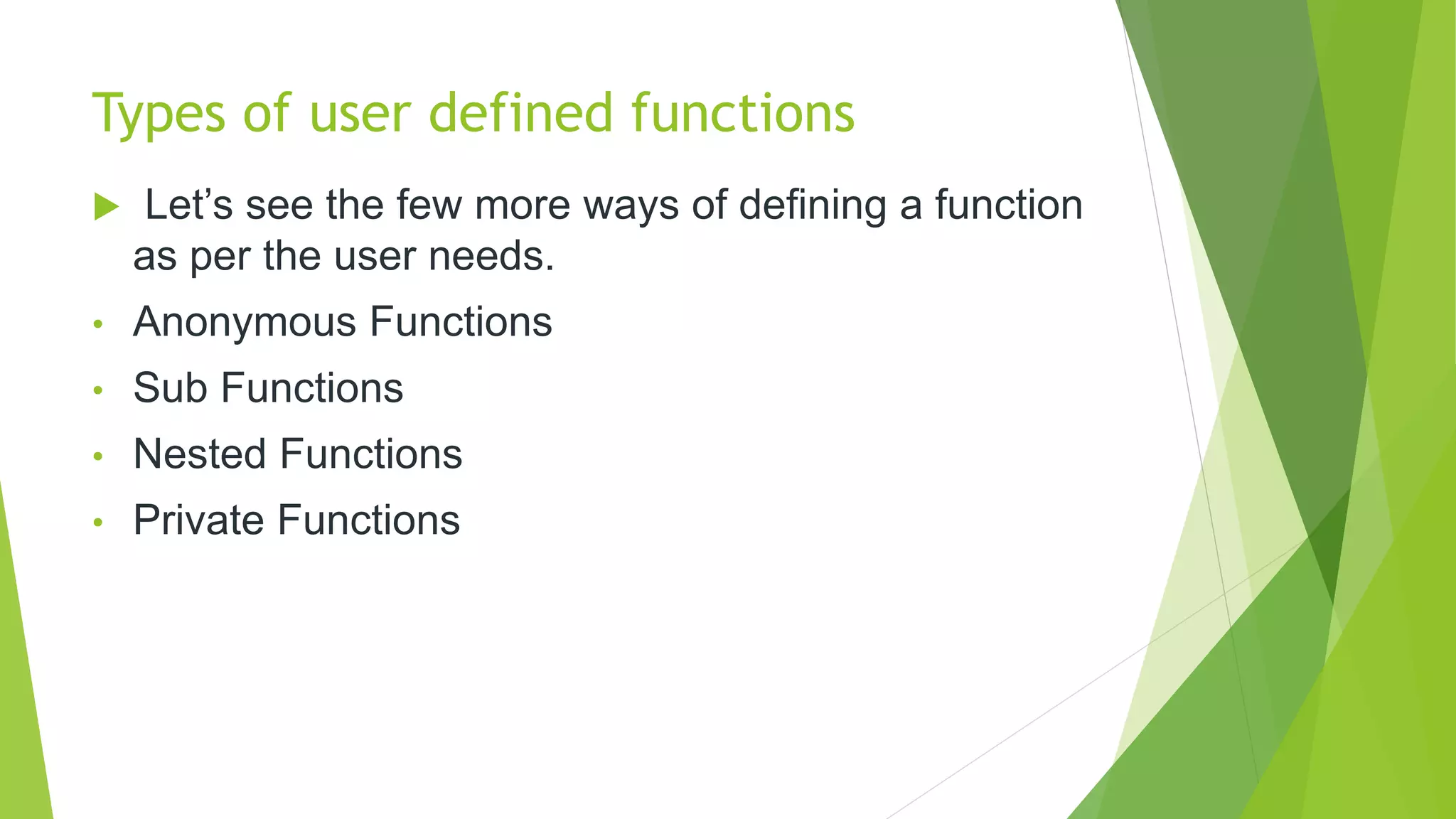 Functions and types of user defined functions in | PPT