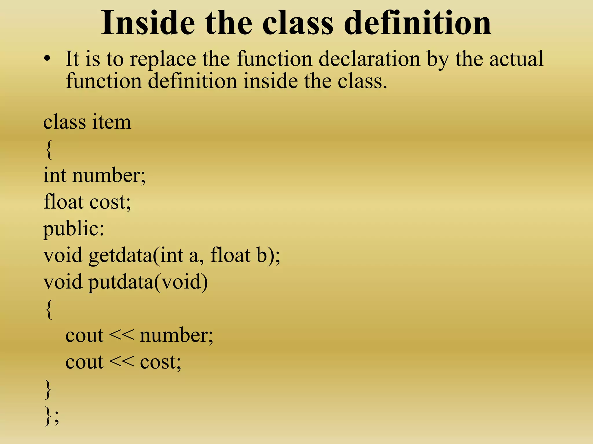Functions, classes & objects in c++ | PPTX
