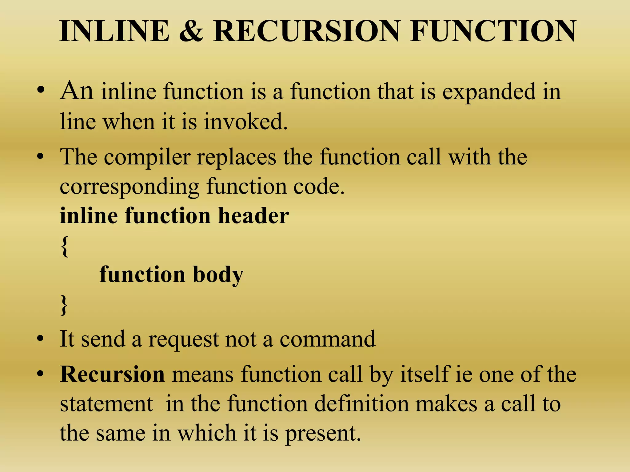 Functions, classes & objects in c++ | PPT
