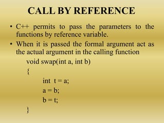 Functions, classes & objects in c++ | PPT