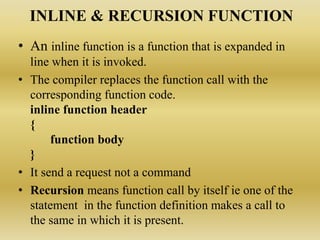 Functions, classes & objects in c++ | PPT