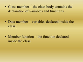 Functions, classes & objects in c++ | PPTX
