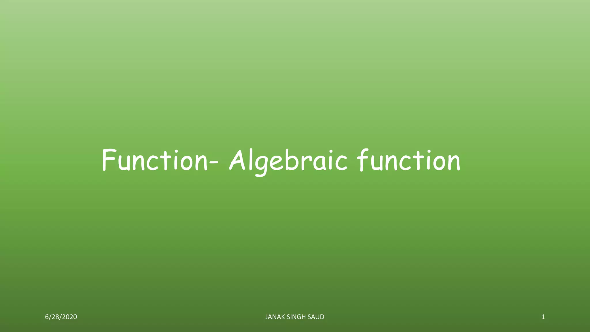 FUNCTION- Algebraic Function | PPSX | Science
