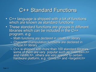 Functions in c++ | PPT
