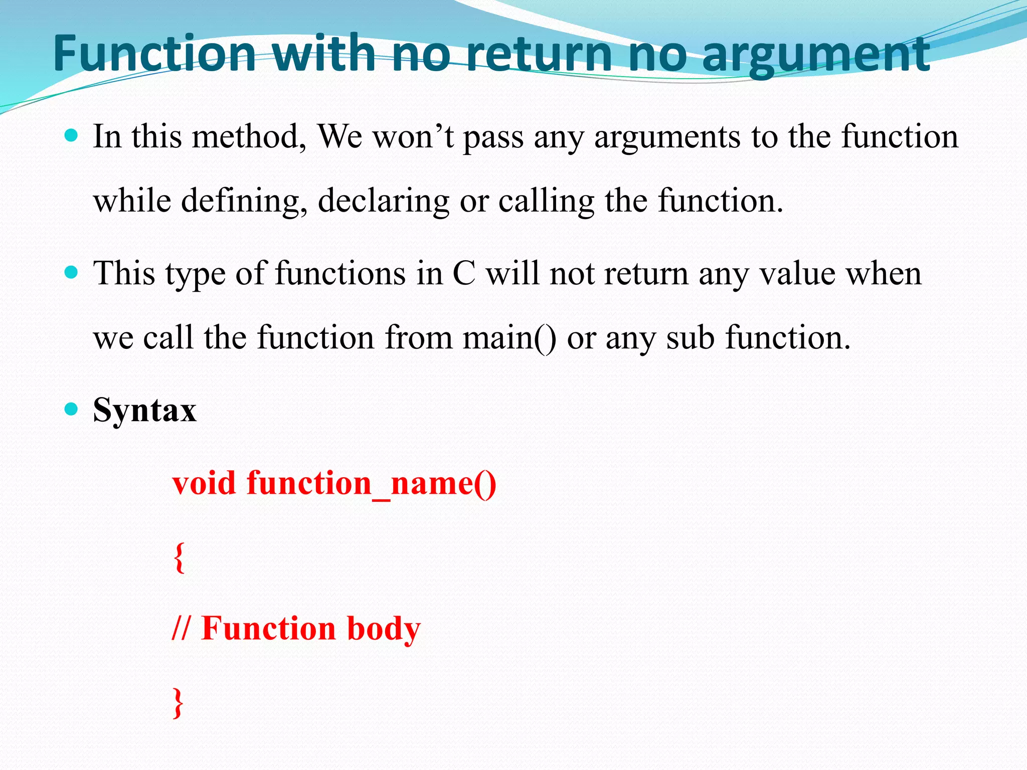 Functions in c | PPTX | Web Development | Internet