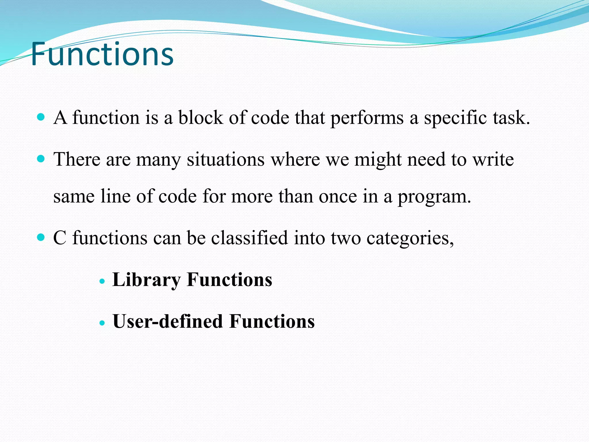 Functions in c | PPTX