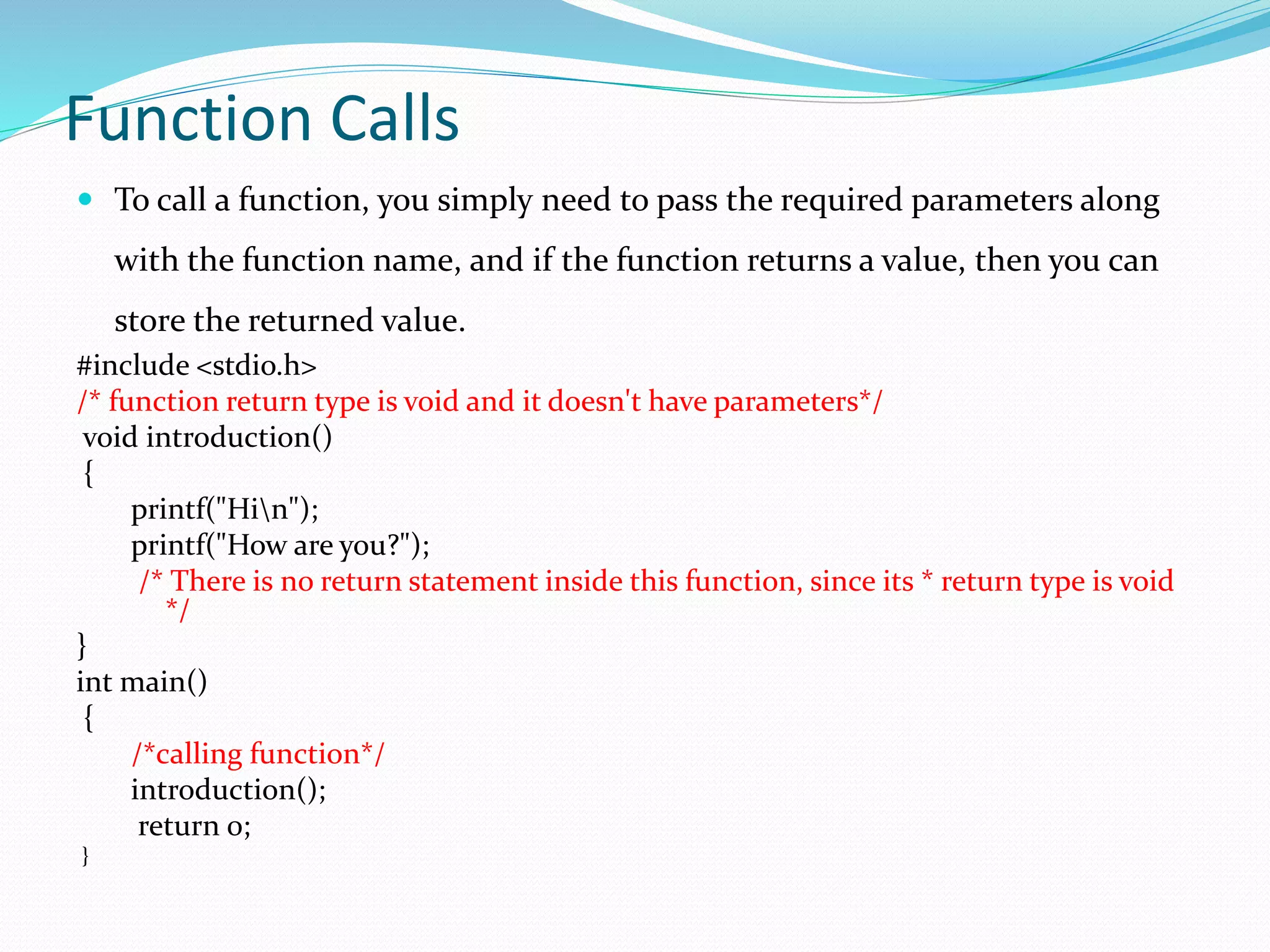 Functions in c | PPTX