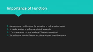 Functions in c++, presentation, short and sweet presentation, and ...