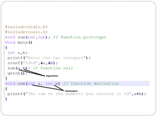 Functions in c | PPT | Programming Languages | Computing