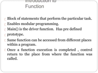 Functions in c | PPT | Programming Languages | Computing