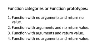 Understanding Function Categories and Prototypes in Programming | PPTX