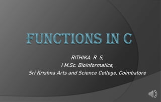 RITHIKA. R. S,
I M.Sc. Bioinformatics,
Sri Krishna Arts and Science College, Coimbatore
 