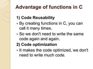 Functions in c language | PPT