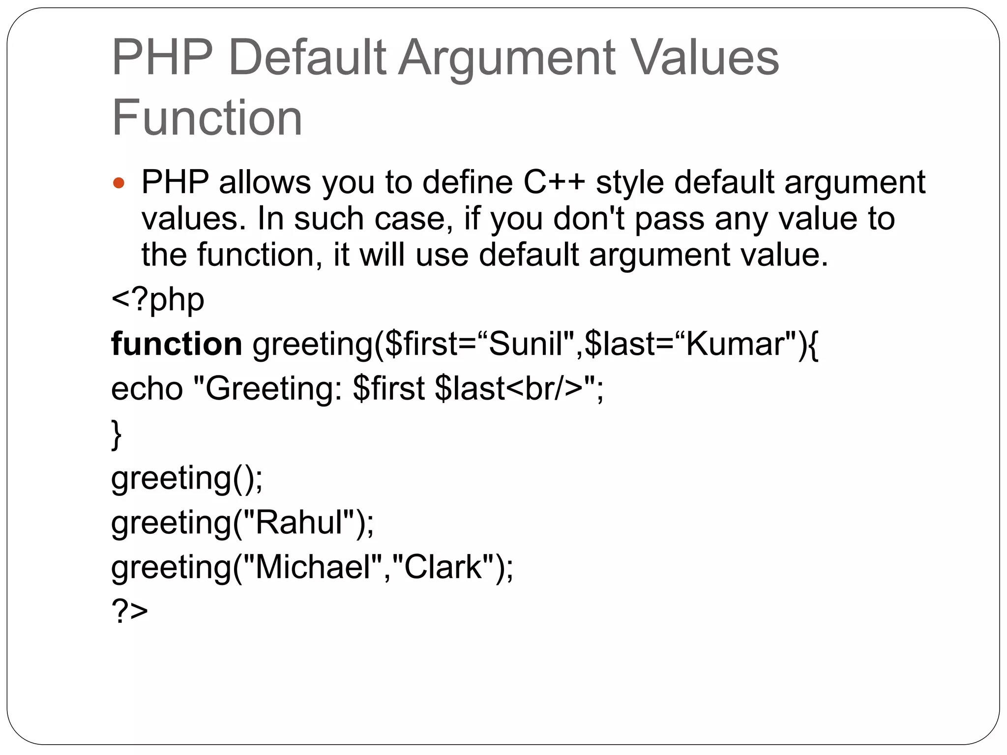 Functions in PHP.pptx | Programming Languages | Computing