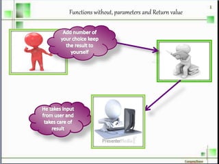 Functions without, parameters and Return value
 