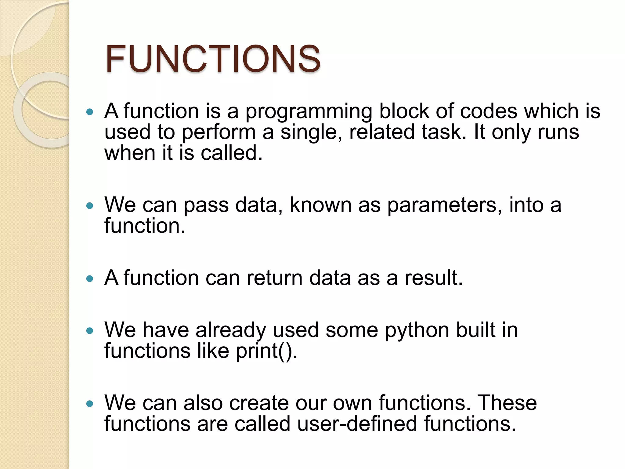 Functions in python | PPT