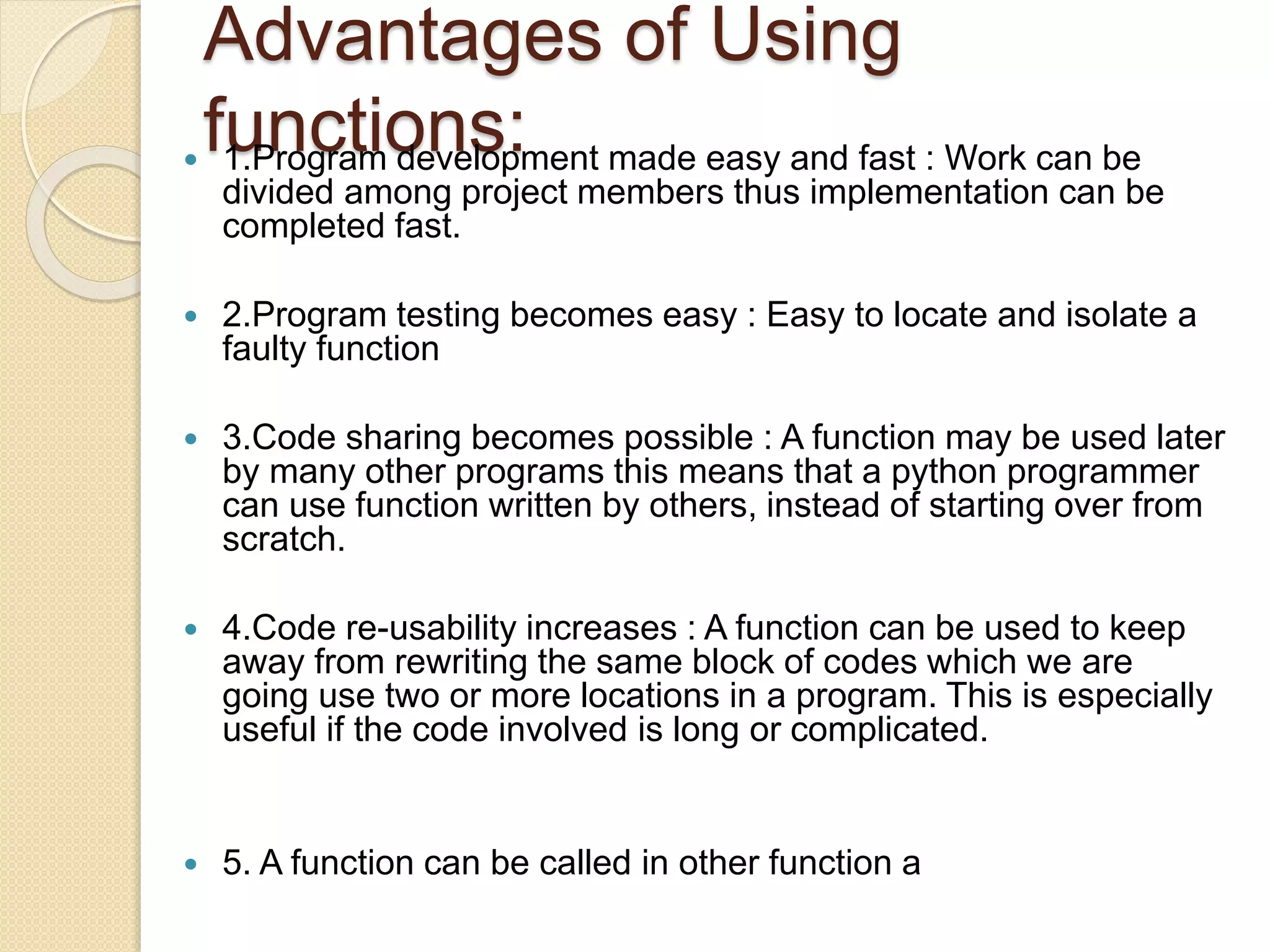 Functions in python | PPTX