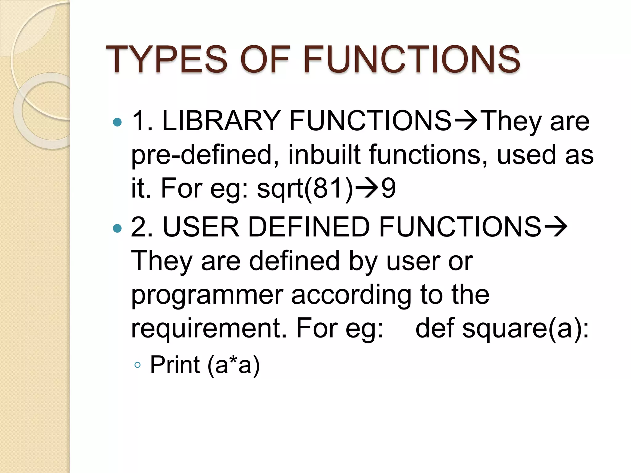 Functions in python | PPTX