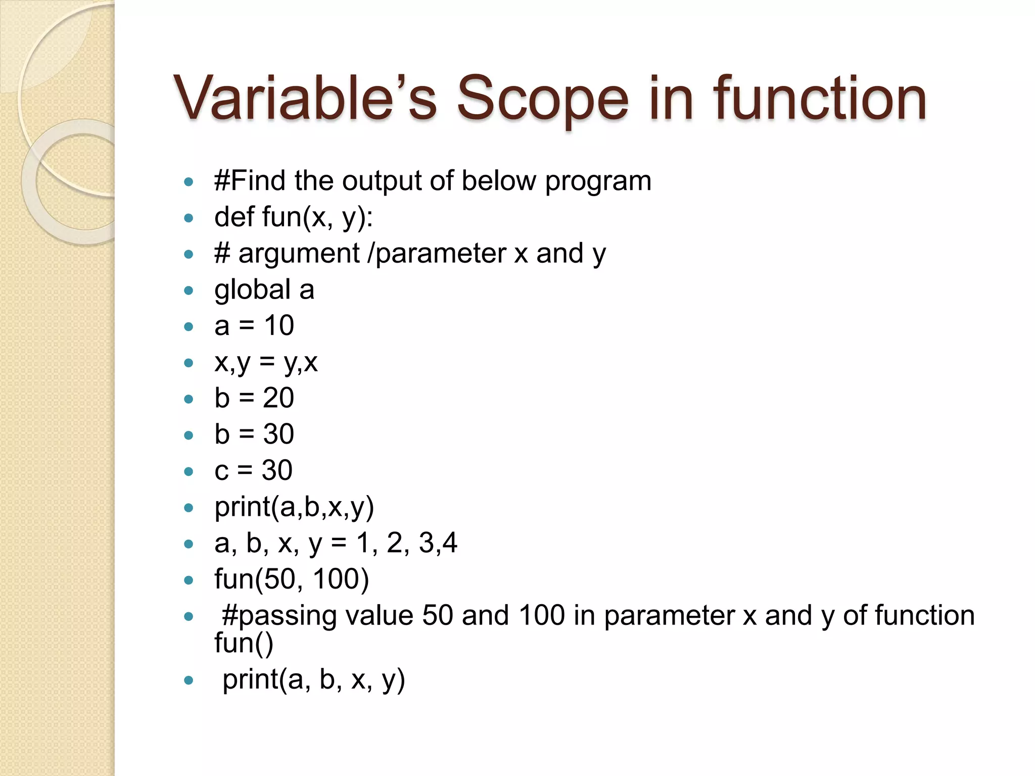 Functions in python | PPTX