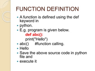 Functions in python | PPTX