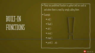 Functions in Pythons UDF and Functions Concepts | PPT